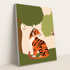 Majestic Tiger in Forest by Silverfork Studio - Silver Frame Stretchiez