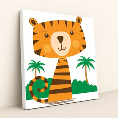 Majestic Tiger Among Palm Trees by VD Photography - White Frame Stretchiez