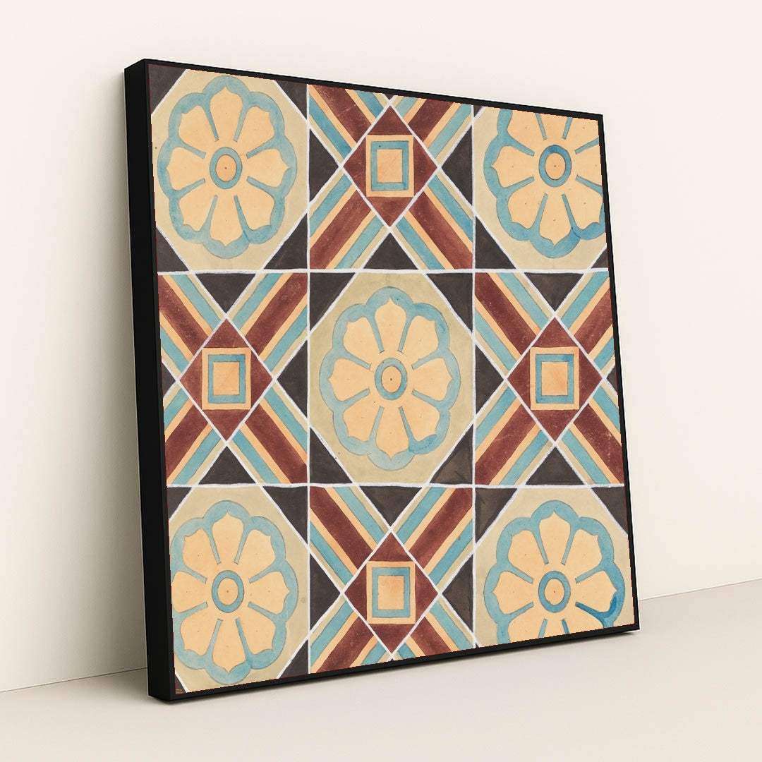 Tile Design (1880–99) by Frederick Krieg - Black Frame Stretchiez