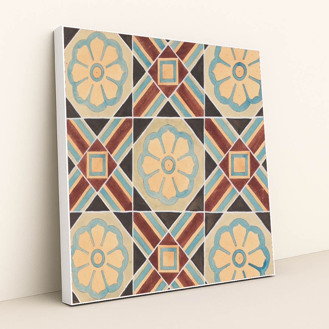 Tile Design (1880–99) by Frederick Krieg - White Frame Stretchiez