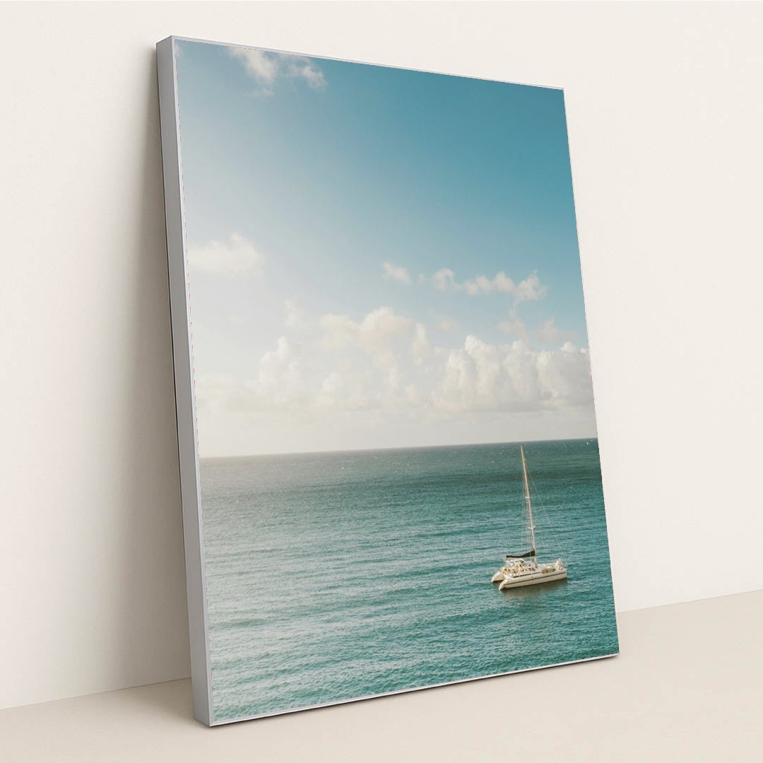 Tranquil Sailboat Serenity by Jess Loiterton - Silver Frame Stretchiez