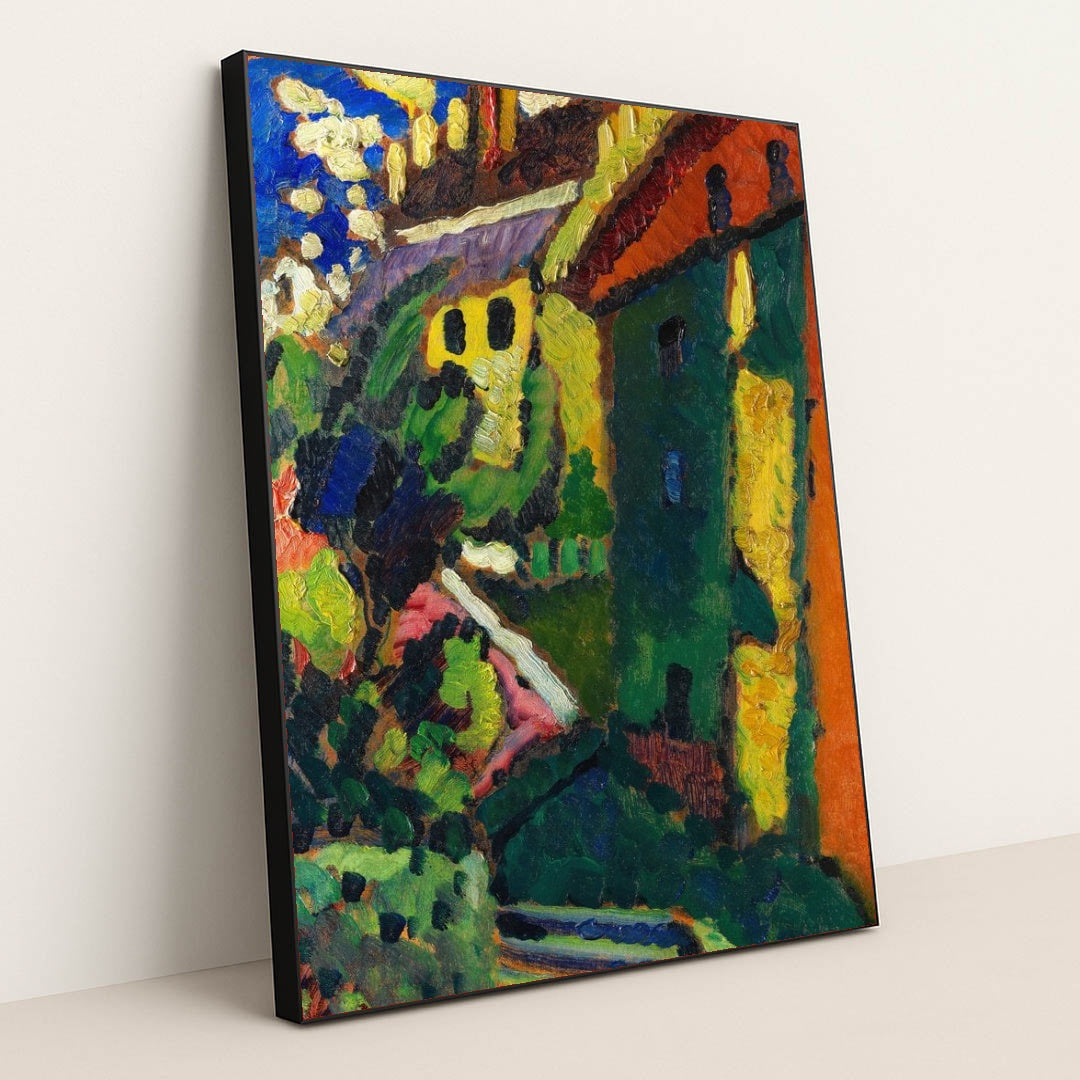 Treppe zum Schloss (Murnau) (1909) by Wassily Kandinsky - Black Frame Stretchiez