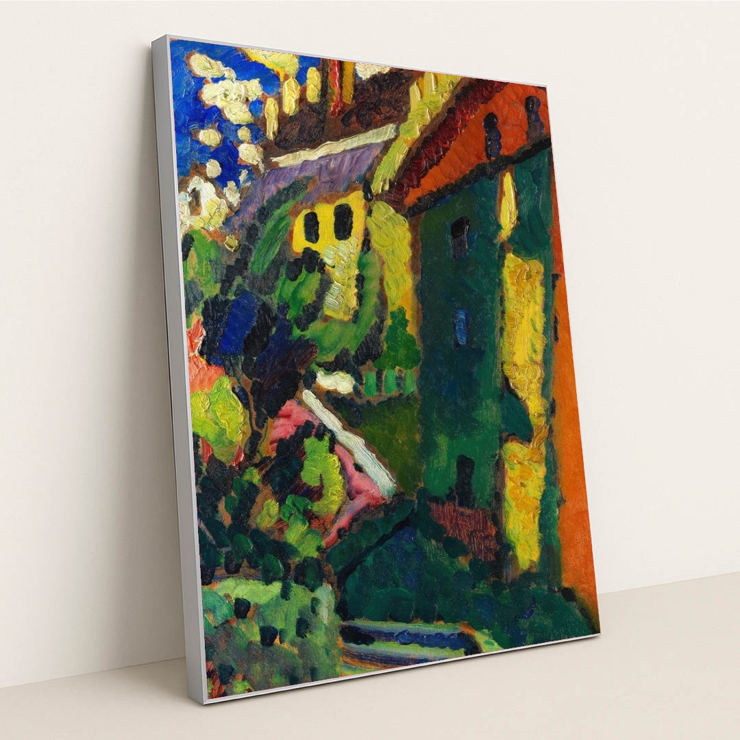 Treppe zum Schloss (Murnau) (1909) by Wassily Kandinsky - Silver Frame Stretchiez