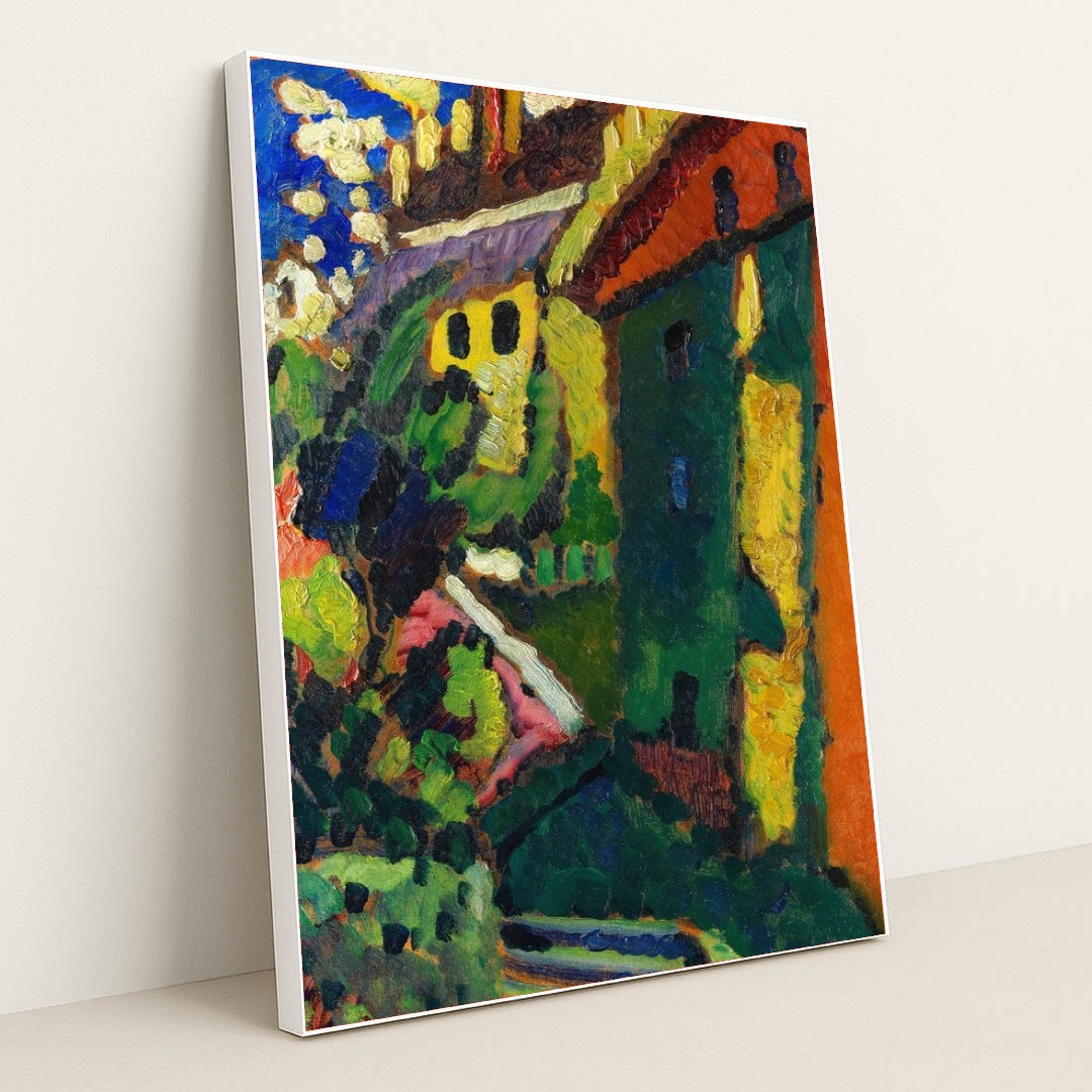 Treppe zum Schloss (Murnau) (1909) by Wassily Kandinsky - White Frame Stretchiez