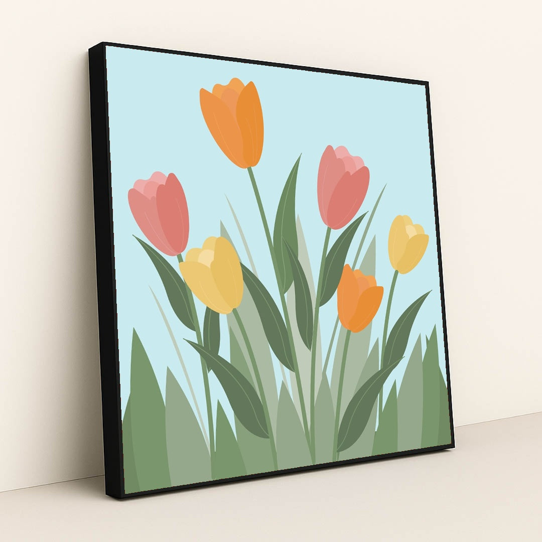 Tulip Chorus by Yovita Frederica Widjaja - Black Frame Stretchiez