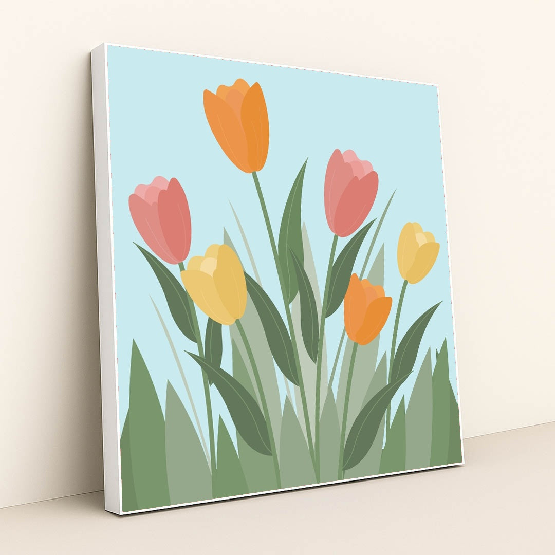 Tulip Chorus by Yovita Frederica Widjaja - White Frame Stretchiez