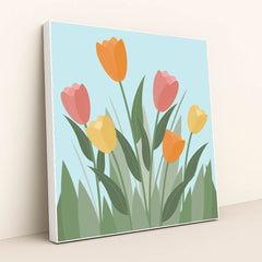 Tulip Chorus by Yovita Frederica Widjaja - White Frame Stretchiez