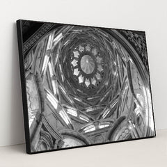 Monochrome Elegance of Turin's Holy Shroud Chapel Dome by Anonymous - Black Frame Stretchiez