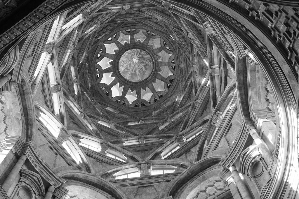 Monochrome Elegance of Turin's Holy Shroud Chapel Dome by Anonymous