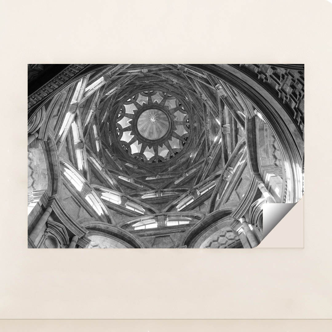 Monochrome Elegance of Turin's Holy Shroud Chapel Dome by Anonymous - Peeliez