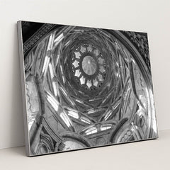 Monochrome Elegance of Turin's Holy Shroud Chapel Dome by Anonymous - Silver Frame Stretchiez