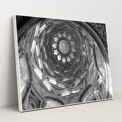 Monochrome Elegance of Turin's Holy Shroud Chapel Dome by Anonymous - White Frame Stretchiez