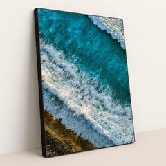 Turquoise Ocean Waves by Shifaaz shamoon - Black Frame Stretchiez