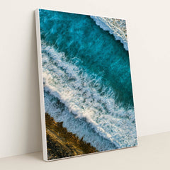 Turquoise Ocean Waves by Shifaaz shamoon - White Frame Stretchiez