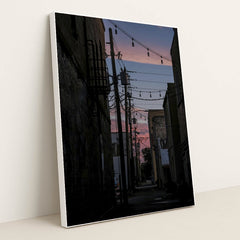 Urban Alleyway at Sunset by Connor McManus - White Frame Stretchiez