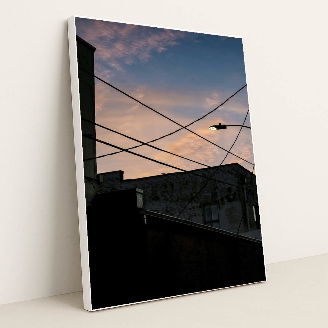 Urban Silhouettes at Dusk by Connor McManus - White Frame Stretchiez