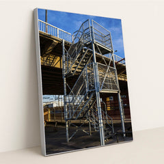 Urban Stairs Under Overpass by Victor Moragriega - Silver Frame Stretchiez