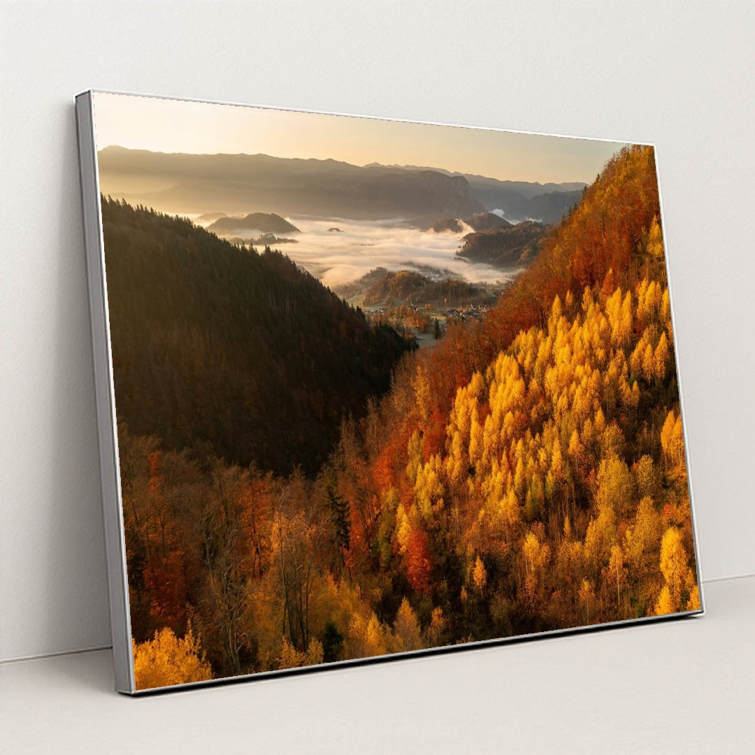 Valley in Gold by Ales Krivec - Silver Frame Stretchiez
