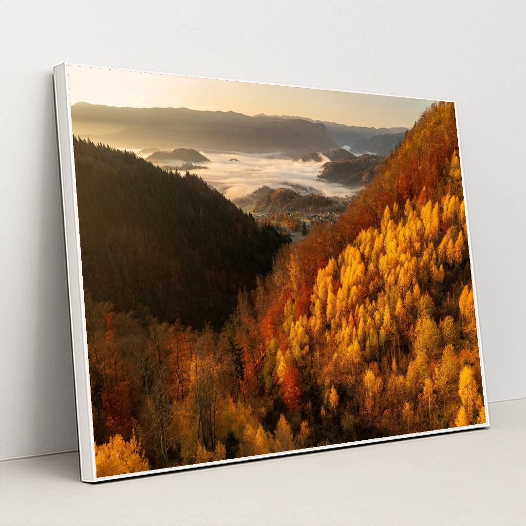 Valley in Gold by Ales Krivec - White Frame Stretchiez