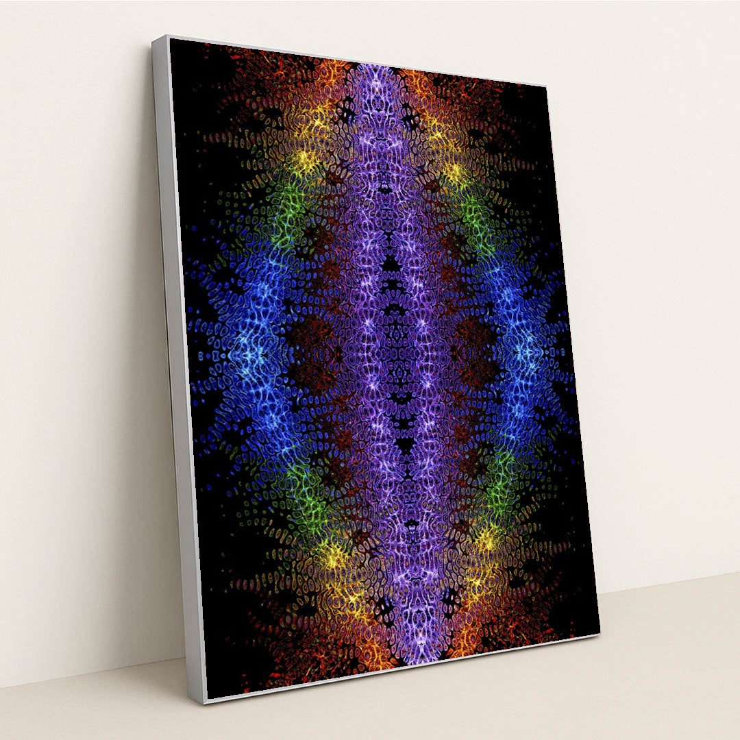 Vibrant Geometric with Glowing Patterns by Merlin Lightpainting - Silver Frame Stretchiez