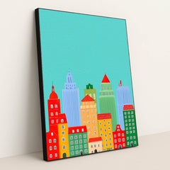 Morning City of Painted Towers by Melissa King - Black Frame Stretchiez