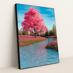 Cherry Tree by the Stream by A Chosen Soul - Black Frame Stretchiez