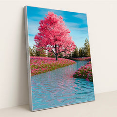 Cherry Tree by the Stream by A Chosen Soul - Silver Frame Stretchiez