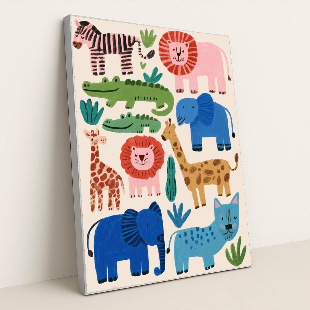 Safari Pals in a Patchwork World by Melissa King - Silver Frame Stretchiez