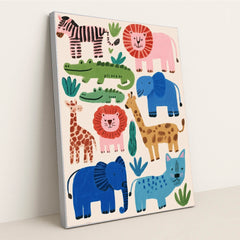Safari Pals in a Patchwork World by Melissa King - Silver Frame Stretchiez