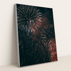 Summer Night Fireworks by Kristian Lovstad - Silver Frame Stretchiez
