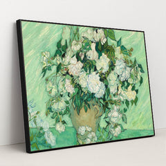 Roses 1890 by Vincent van Gogh - Black Frame Stretchiez