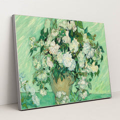 Roses 1890 by Vincent van Gogh - Silver Frame Stretchiez