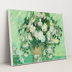 Roses 1890 by Vincent van Gogh - White Frame Stretchiez