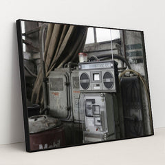 Vintage Cassette Player in Industrial Garage by Andrea Piacquadio - Black Frame Stretchiez