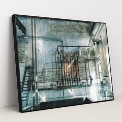 Vintage Industrial Warehouse Scene by Sami TÜRK - Black Frame Stretchiez