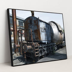 Rusty Vintage Locomotive in Germany by Wolfgang Weiser - Black Frame Stretchiez