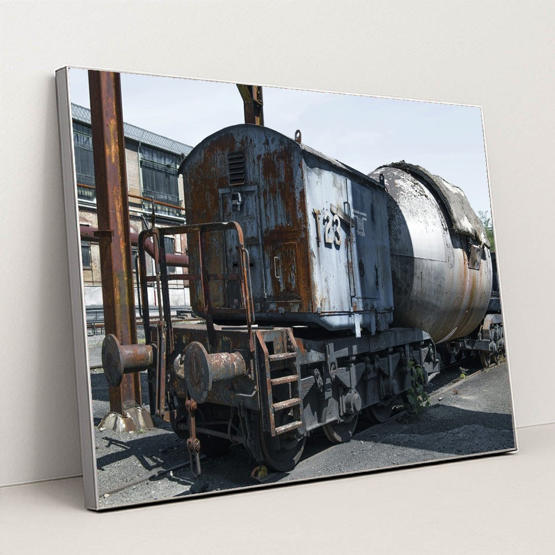 Rusty Vintage Locomotive in Germany by Wolfgang Weiser - Silver Frame Stretchiez