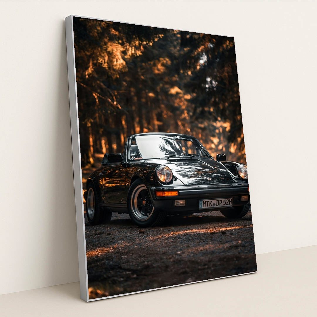Vintage Porsche 911 Forest Glow by Adrien Vajas - Silver Frame Stretchiez