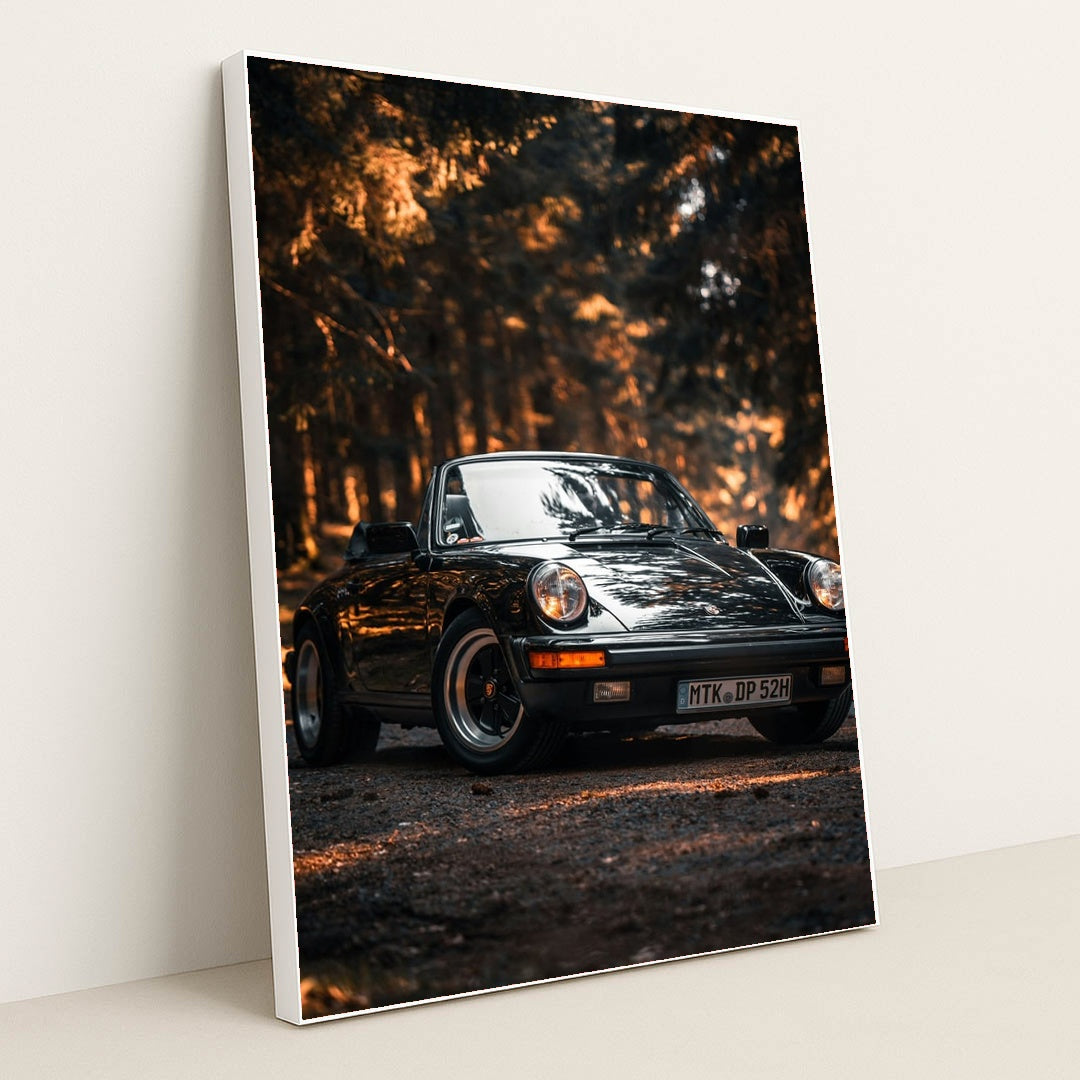Vintage Porsche 911 Forest Glow by Adrien Vajas - White Frame Stretchiez