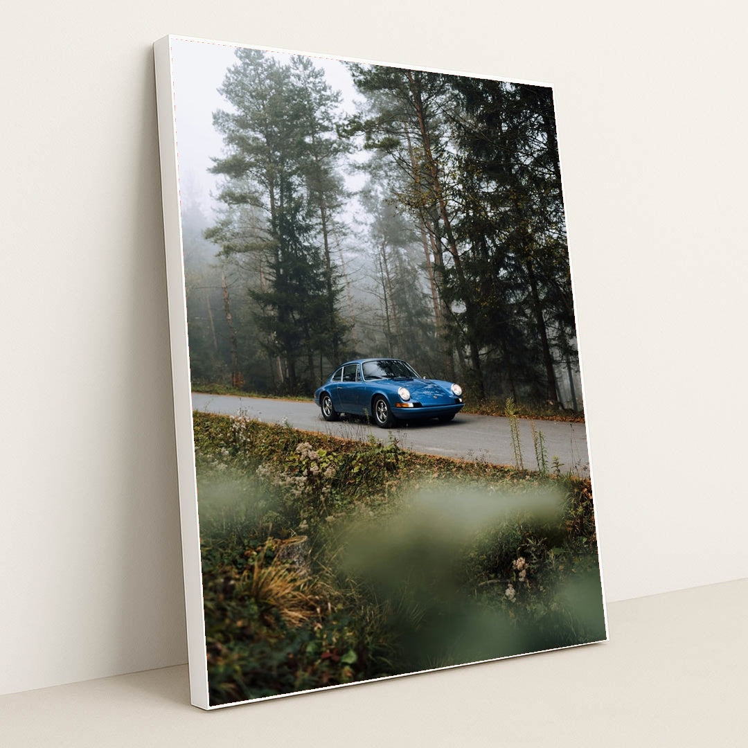 Vintage Porsche 911 Through the Pines by Stuart Garage - White Frame Stretchiez