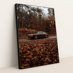 Vintage Porsche Among Fall Leaves by Jorgen Hendriksen - Black Frame Stretchiez