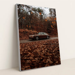 Vintage Porsche Among Fall Leaves by Jorgen Hendriksen - Silver Frame Stretchiez