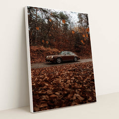 Vintage Porsche Among Fall Leaves by Jorgen Hendriksen - White Frame Stretchiez