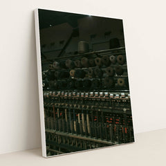 Vintage Textile Machine in Dark Ambiance by Melike Baran - White Frame Stretchiez