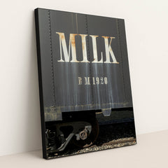 Antique Train Car Milk Branding by James Mirakian - Black Frame Stretchiez