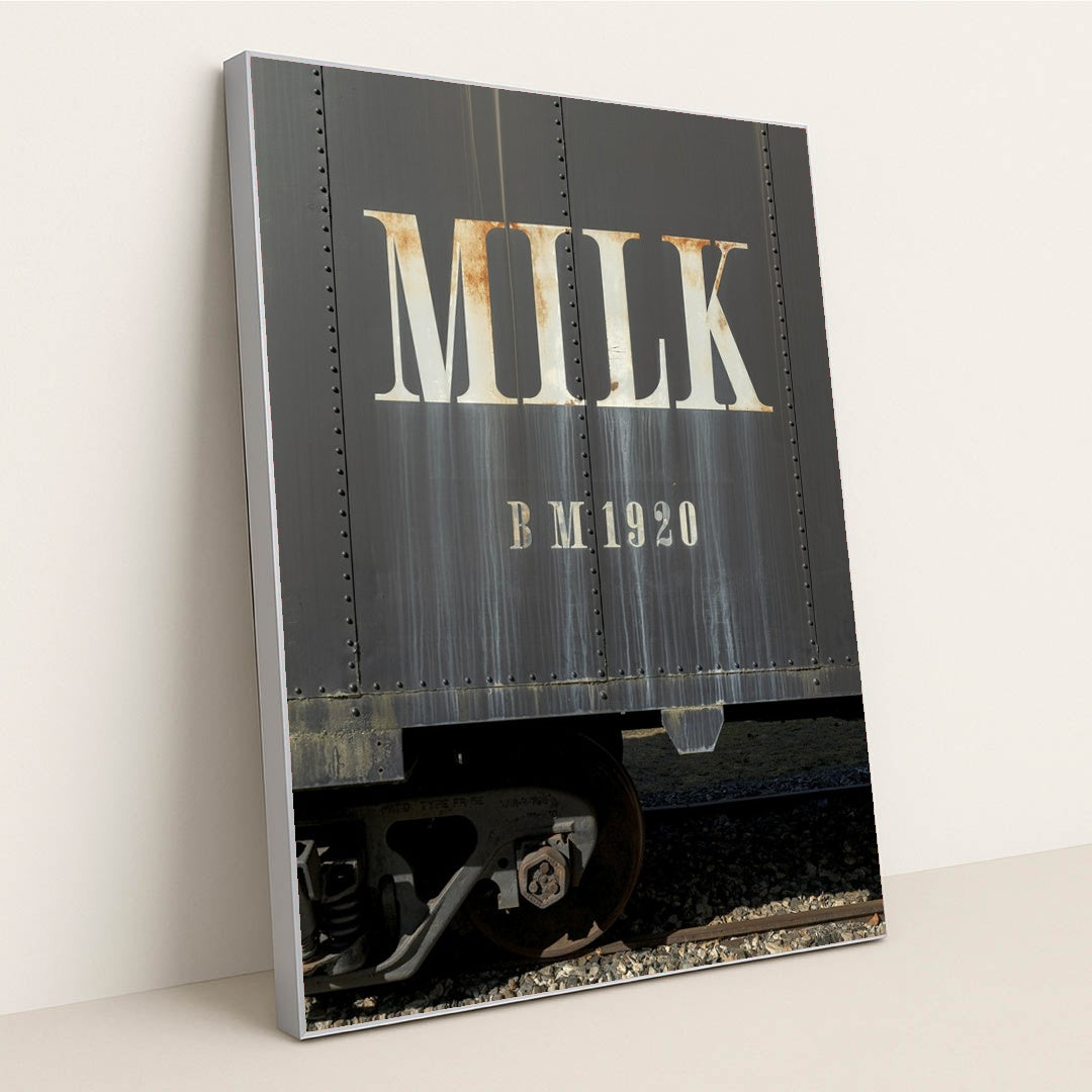 Antique Train Car Milk Branding by James Mirakian - Silver Frame Stretchiez