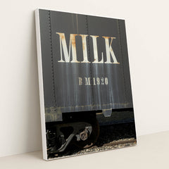 Antique Train Car Milk Branding by James Mirakian - White Frame Stretchiez