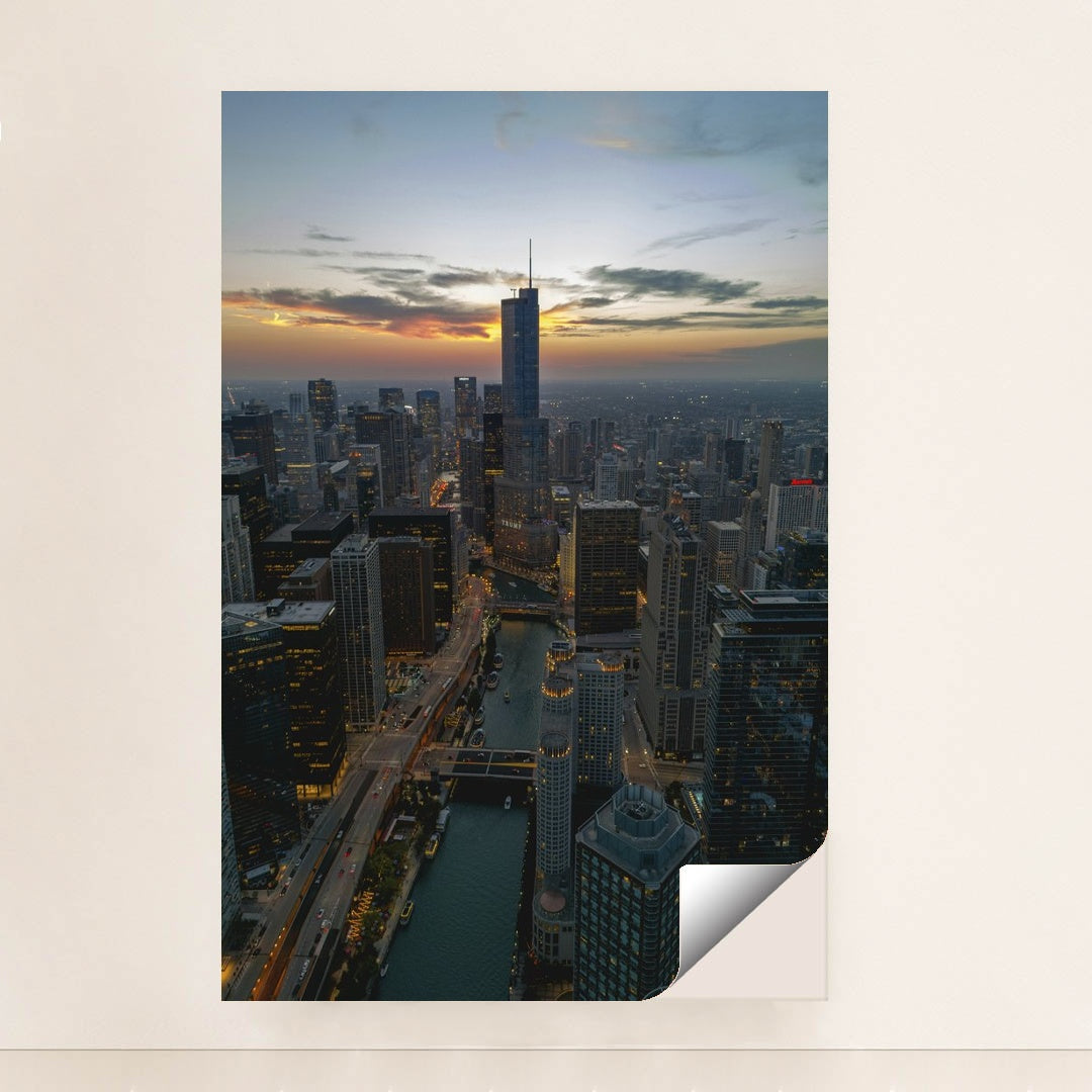 Chicago Skyline at Dusk by Willian Justen de Vasconcellos - Peeliez