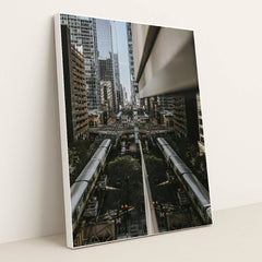 Chicago Elevated Railway Reflection by Steve Cancel - White Frame Stretchiez