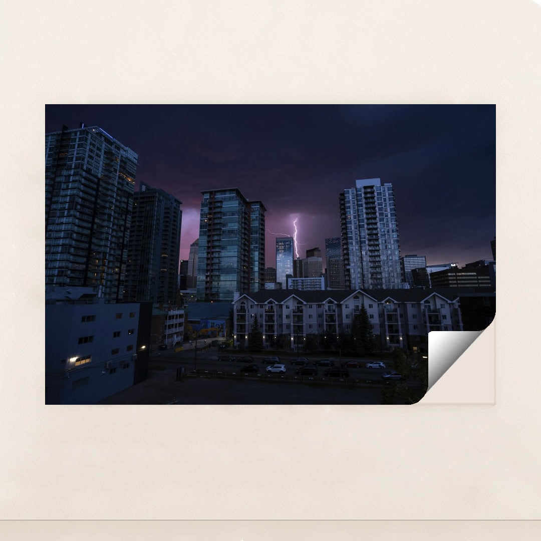 City Skyline Under Lightning by Donovan Kelly - Peeliez
